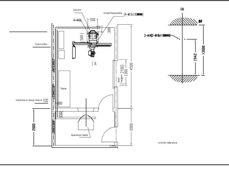 u-arm x ray room size